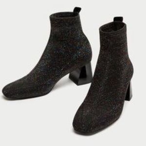 Zara multicolor glitter sock boots